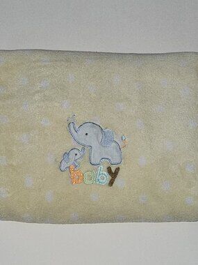 Carter's Child of Mine Yellow White Polka Dot Elephant Baby Blanket Fleece